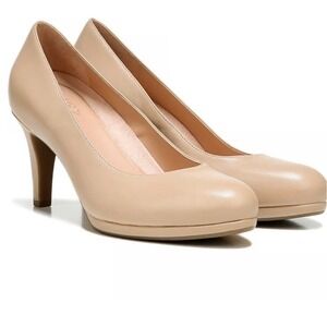 Naturalizer Michelle Nude Leather Comfort Platform Pumps Heels 12 Extra Wide